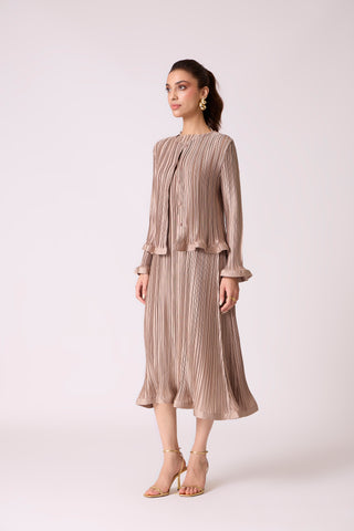 Celestine Satin Overlay Dress - Taupe