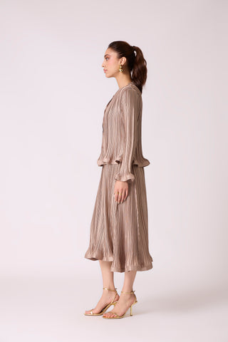 Celestine Satin Overlay Dress - Taupe
