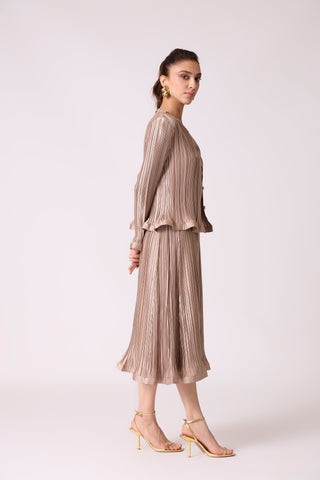 Celestine Satin Overlay Dress - Taupe