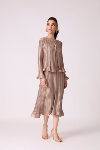 Celestine Satin Overlay Dress - Taupe