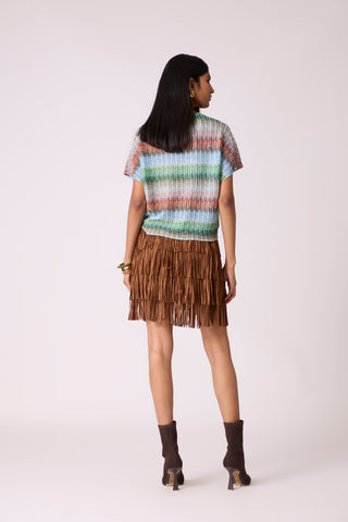 Liva Print Top - Blue Green