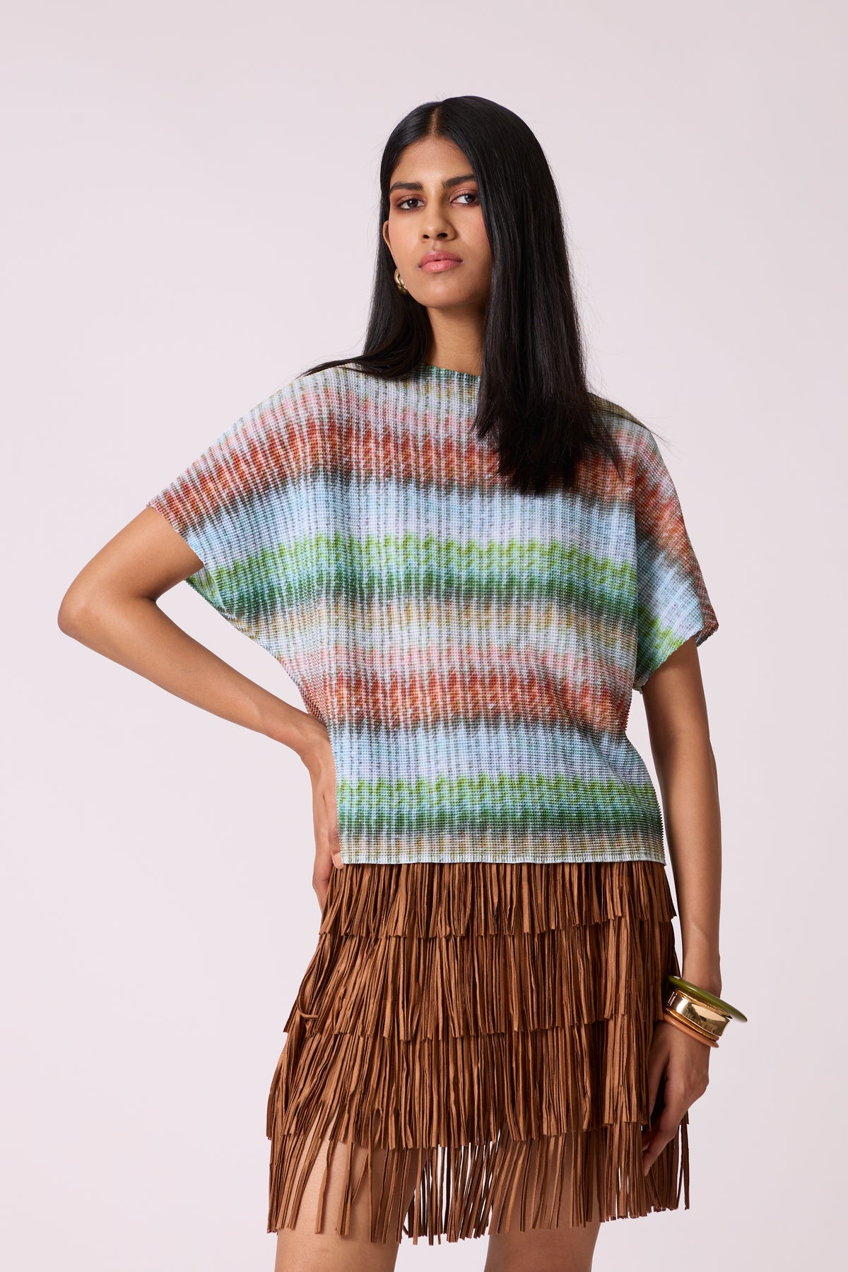 Liva Print Top - Blue Green