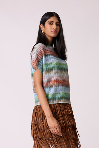 Liva Print Top - Blue Green