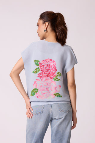Elosie Rose Top - Powder Blue
