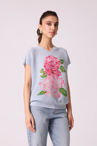 Elosie Rose Top - Powder Blue