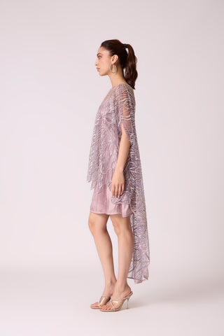 Leah Embroidered Cape Mini Dress - Wild Lavendar