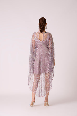 Leah Embroidered Cape Mini Dress - Wild Lavendar