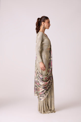 Annika Saree with Blouse - Beige