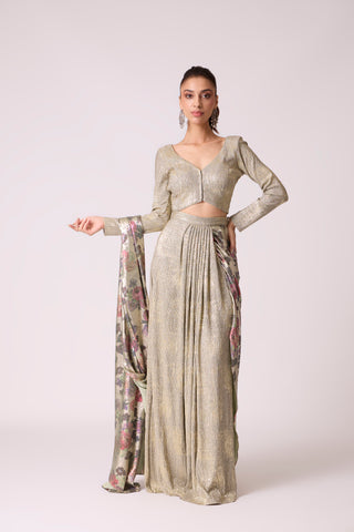 Annika Saree with Blouse - Beige