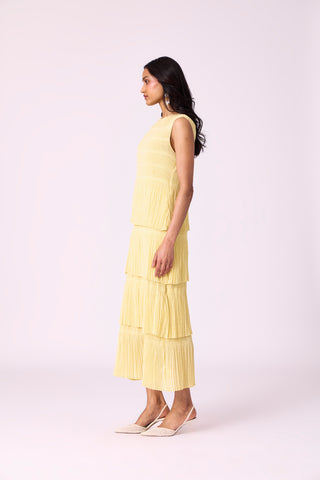 Nadia Tier Dress - Light Yellow