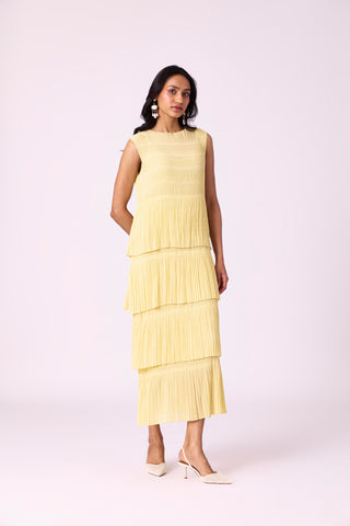 Nadia Tier Dress - Light Yellow