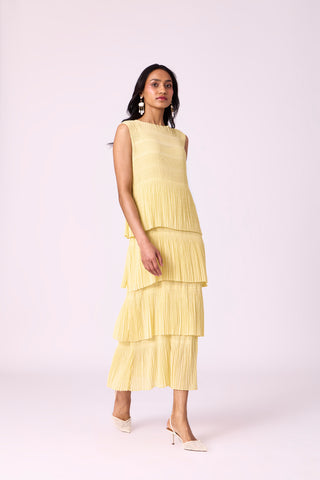Nadia Tier Dress - Light Yellow