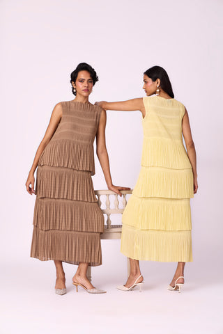 Nadia Tier Dress - Taupe