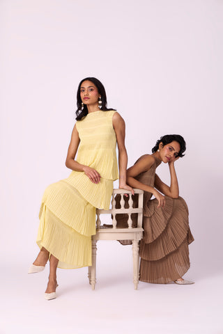 Nadia Tier Dress - Light Yellow