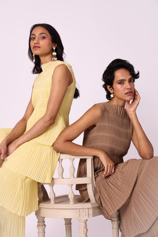 Nadia Tier Dress - Light Yellow