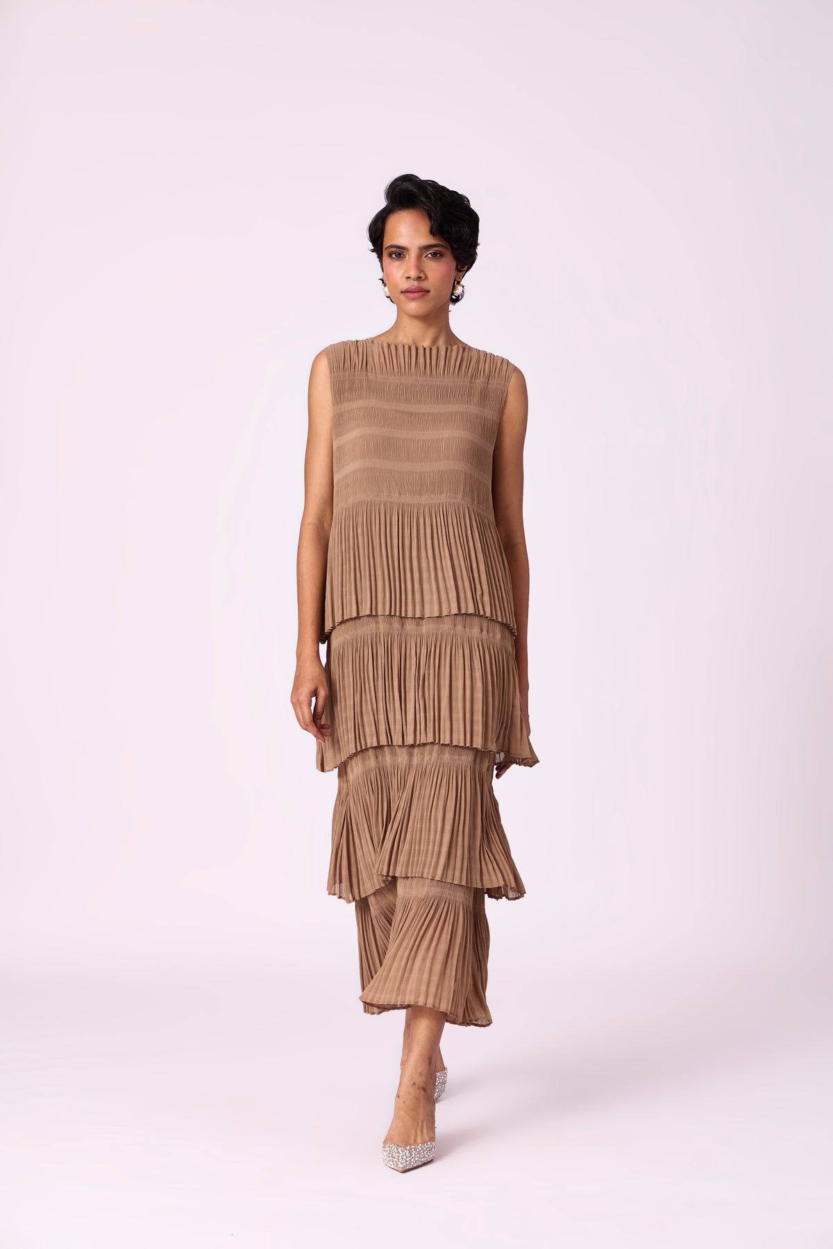 Nadia Tier Dress - Taupe