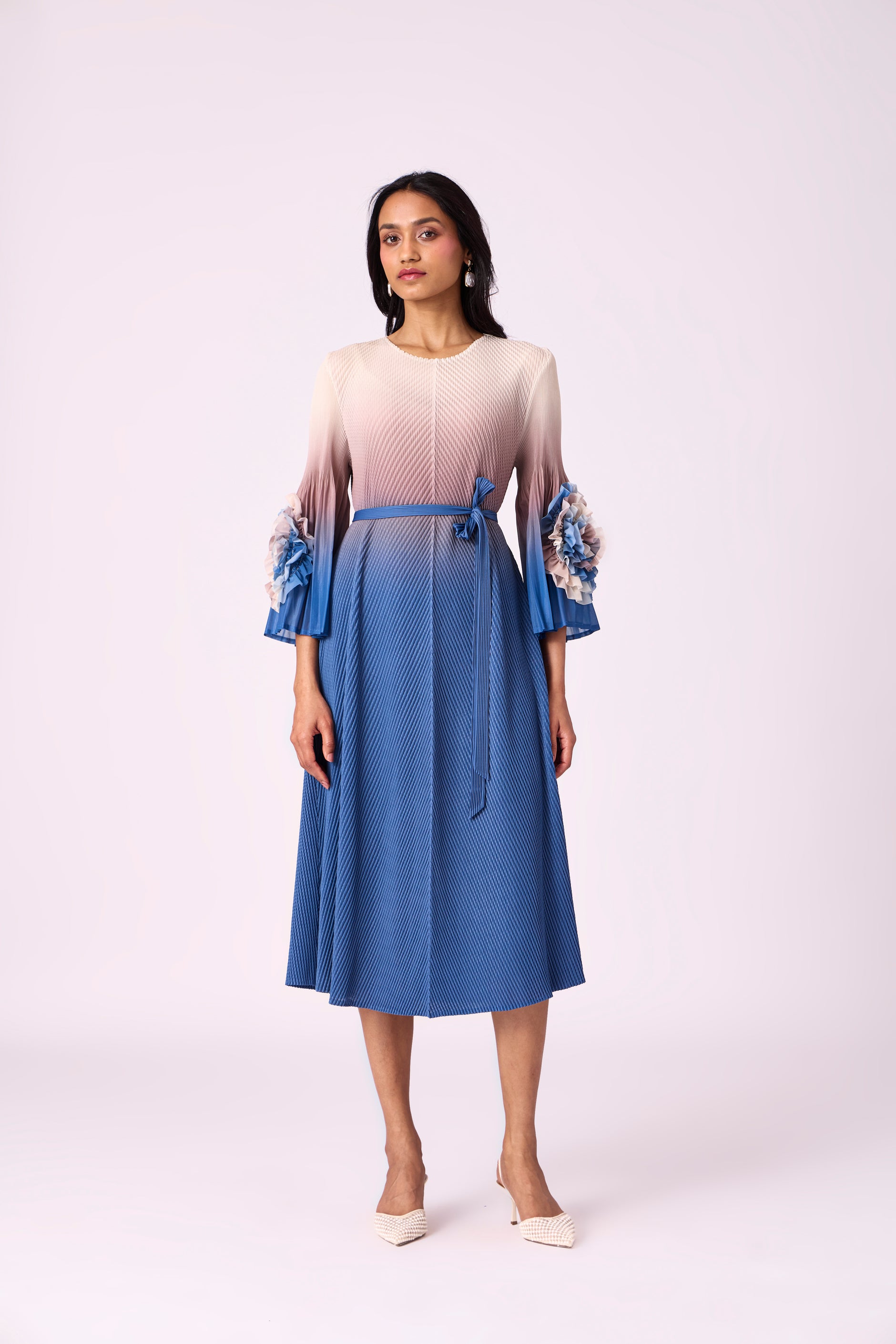 strapless open back dress Zucchero Pleated Silk Maxi Dress main image 1