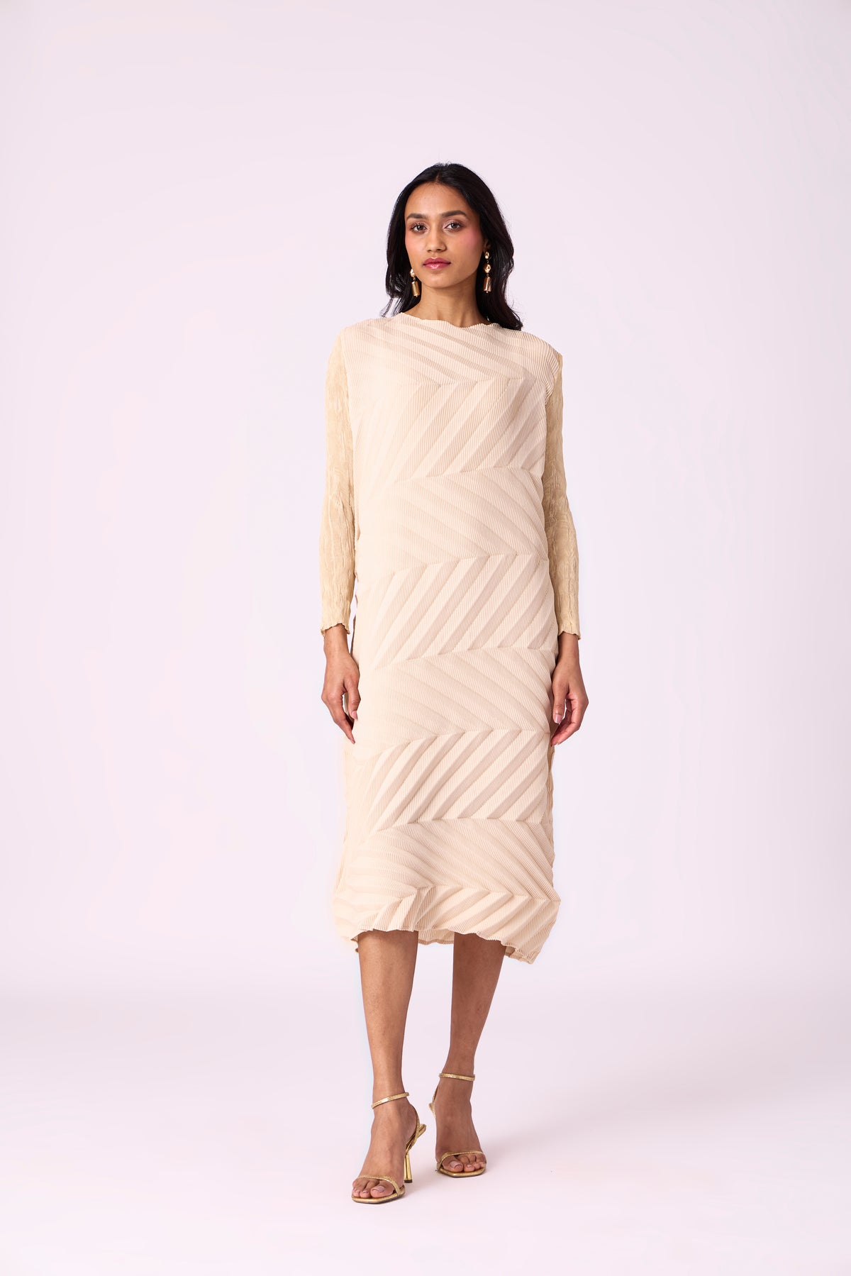 Vera Chevron Dress - Cream