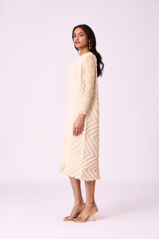 Vera Chevron Dress - Cream