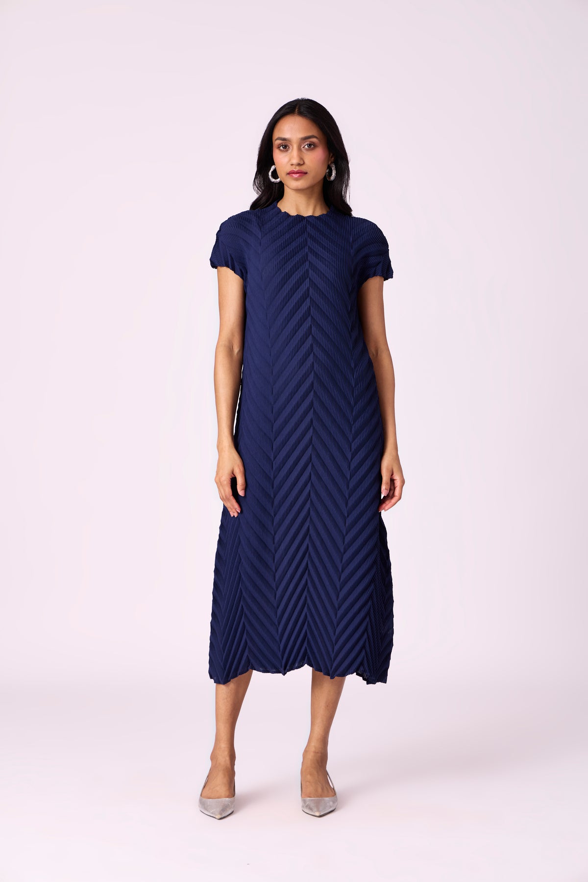 Vera Chevron Dress - Navy