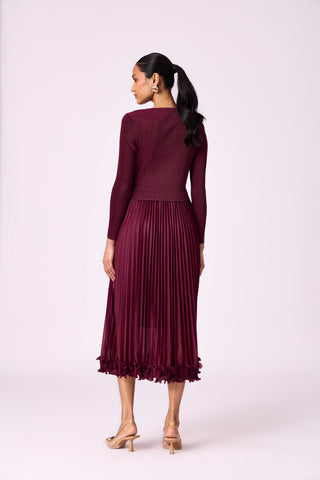 Elanor Ruffle Dress - Burgundy