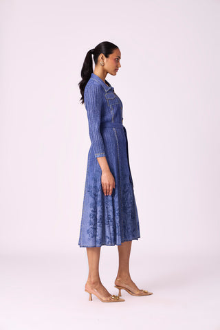 Levy Floral Dress - Denim Blue