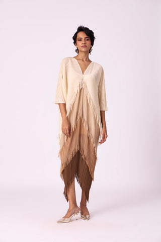 Kimono Fringe Dress - Brown