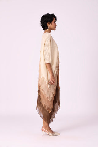 Kimono Fringe Dress - Brown