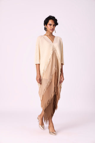 Kimono Fringe Dress - Brown