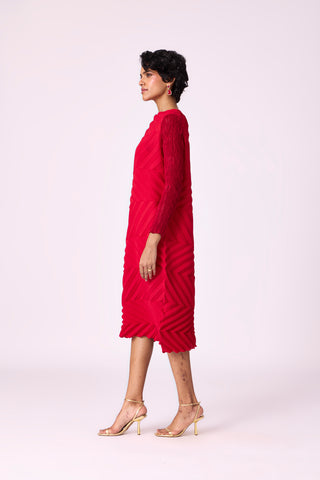 Vera Chevron Dress - Red