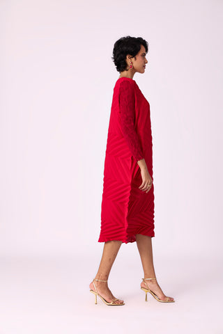 Vera Chevron Dress - Red