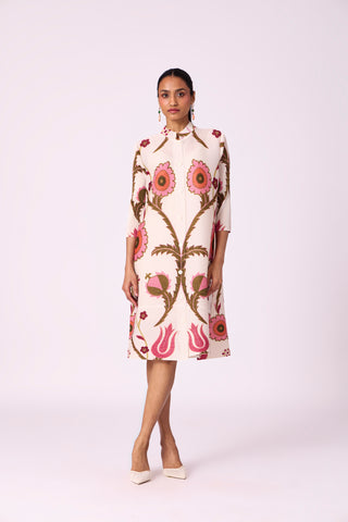 Laura Floral Dress - Cream