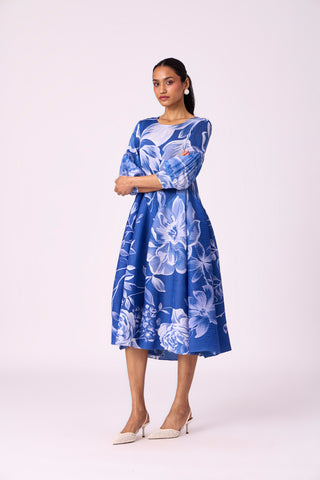 Meadow Peplum Dress - Blue
