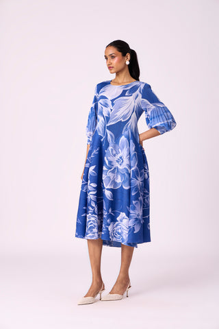 Meadow Peplum Dress - Blue