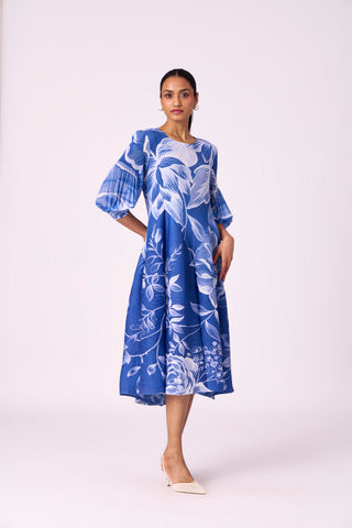 Meadow Peplum Dress - Blue