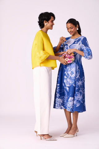 Meadow Peplum Dress - Blue