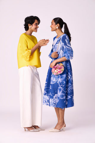 Meadow Peplum Dress - Blue