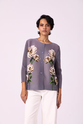 Aliz Floral Shirt - Grey