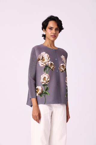 Aliz Floral Shirt - Grey