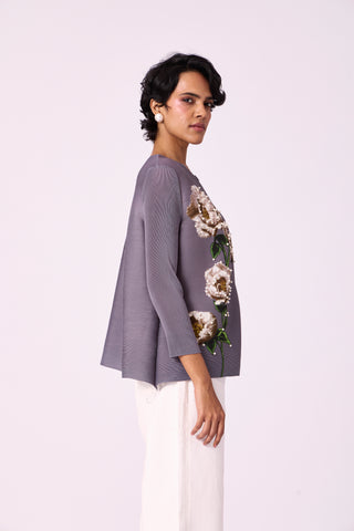 Aliz Floral Shirt - Grey