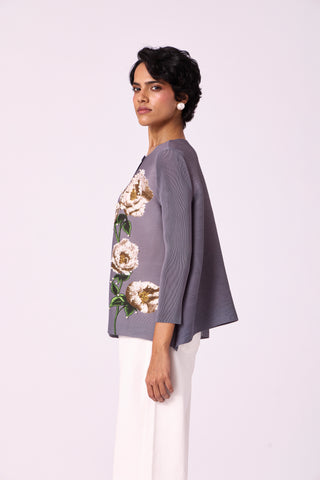 Aliz Floral Shirt - Grey