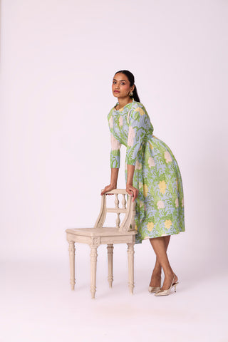 Hester Floral Dress - Light Blue