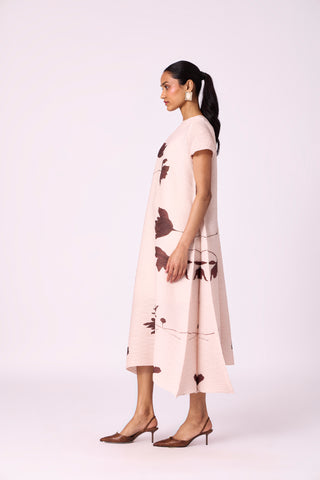 Jenna Floral Dress - Nude Beige