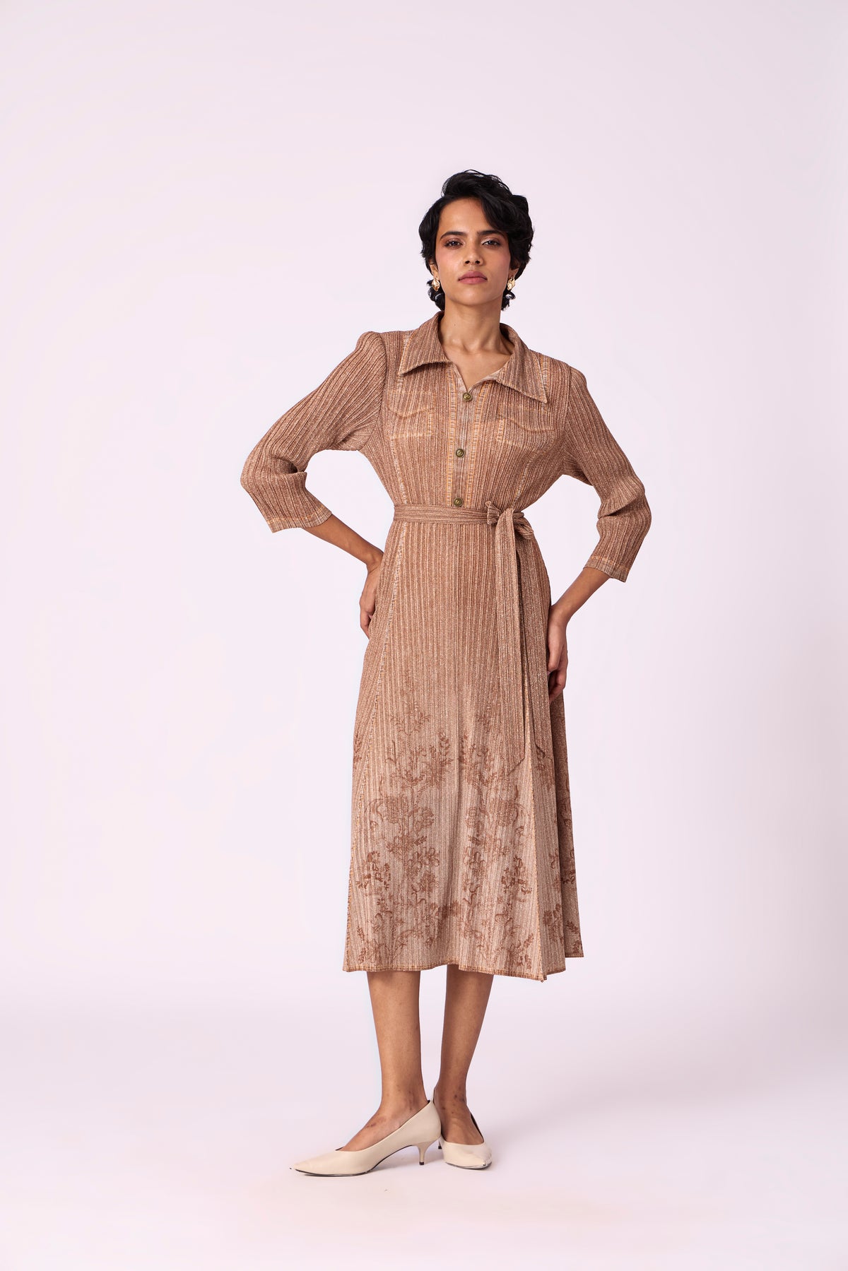 Levy Floral Dress - Denim Mocha