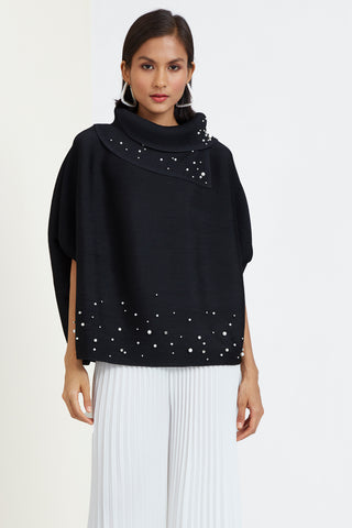 Sloane Pearled Batwing Top - Black