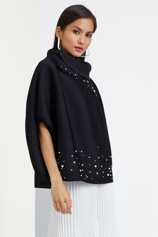 Sloane Pearled Batwing Top - Black