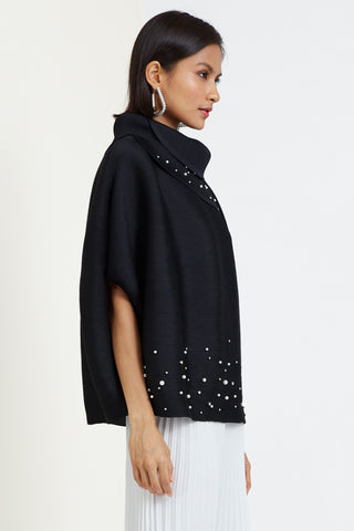 Sloane Pearled Batwing Top - Black