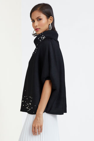 Sloane Pearled Batwing Top - Black