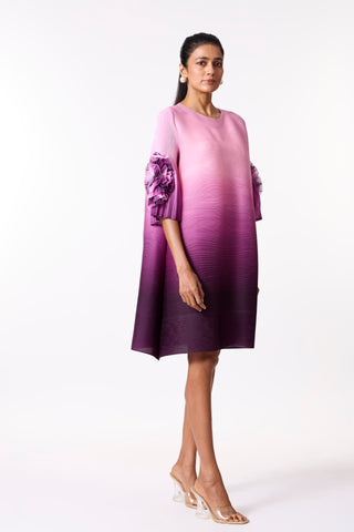 Soliel Ruffle Sleeve Ombre Dress - Purple