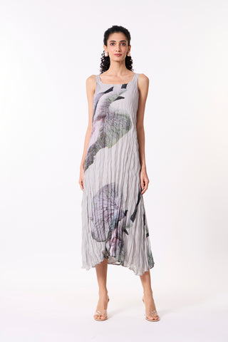 Willa Printed Chiffon Dress- Grey